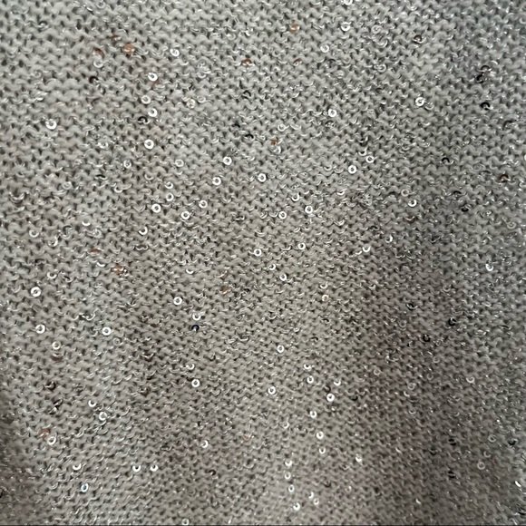a.n.a Ana Womens Misses Gray Metallic Sequin Bow Tie Back Sweater - Picture 5 of 10